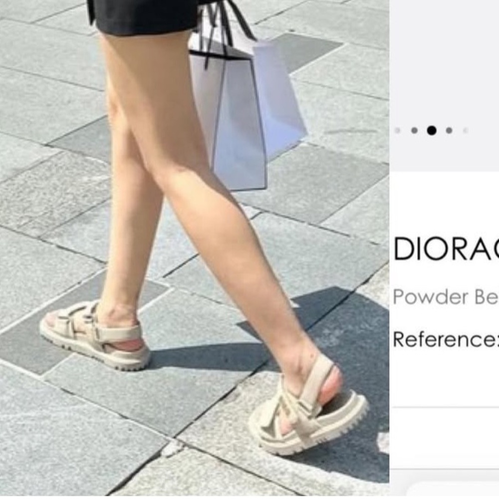 DIOR raffia sandals gold logo - Picture 9 of 13